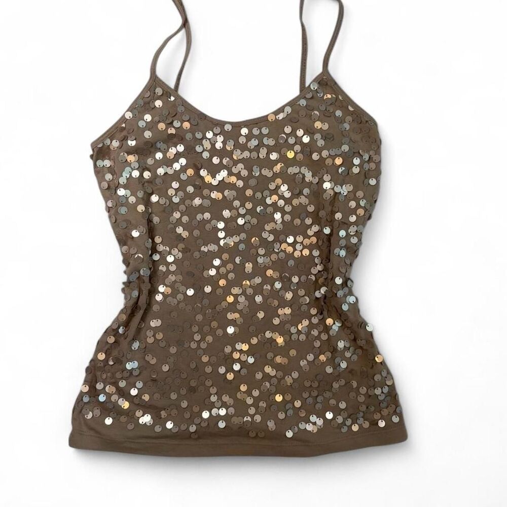 Old Navy Women's Blush Pink Tan Sequin Cami Tank Top size L